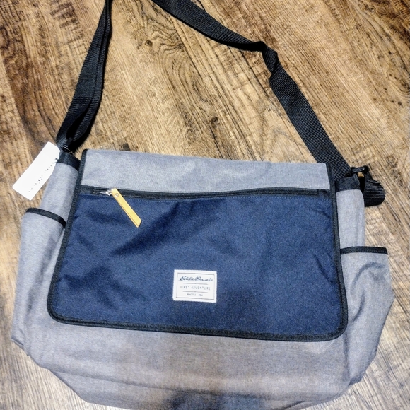 Brand New Eddie Bauer Grey & Blue Soft Sided Briefcase Book Laptop Computer Bag - Picture 2 of 12